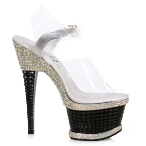 649-ANGEL 6" Heel W/Textured  Platform & Rhinestone Accents