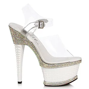 649-ANGEL 6" Heel W/Textured  Platform & Rhinestone Accents