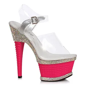 649-ANGEL 6" Heel W/Textured  Platform & Rhinestone Accents