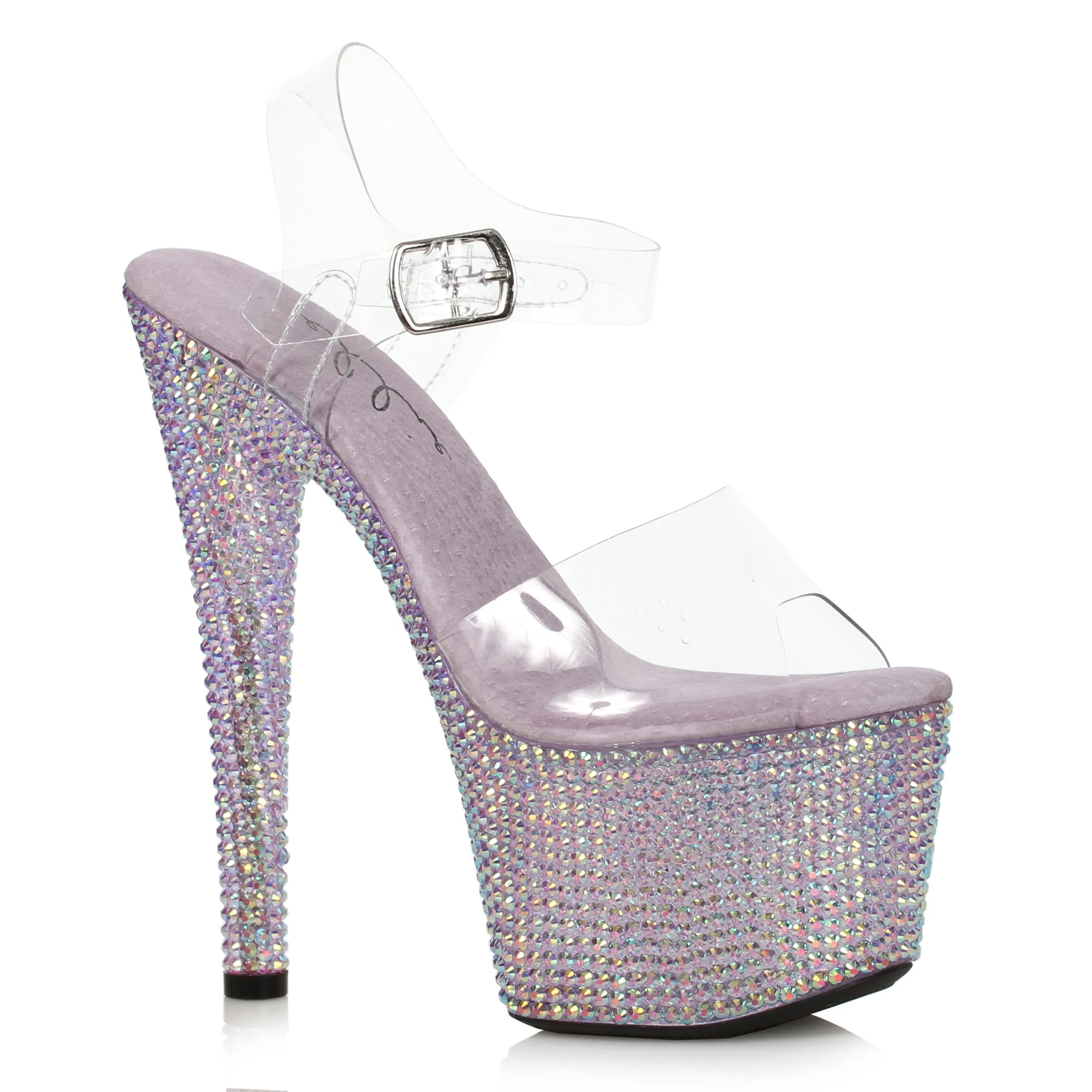 709-ZIAMOND 7" Stiletto With Multi-color Rhinestone Platform