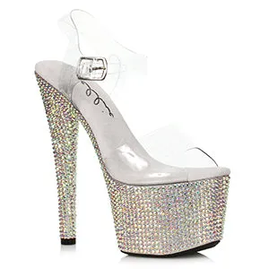 709-ZIAMOND 7" Stiletto With Multi-color Rhinestone Platform