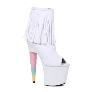 777-PRINCE 7" Unicorn Heel Platform Bootie with Fringe