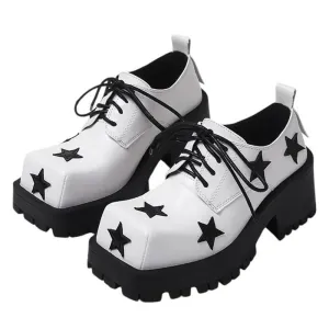 Black & White Star Platform Oxfords