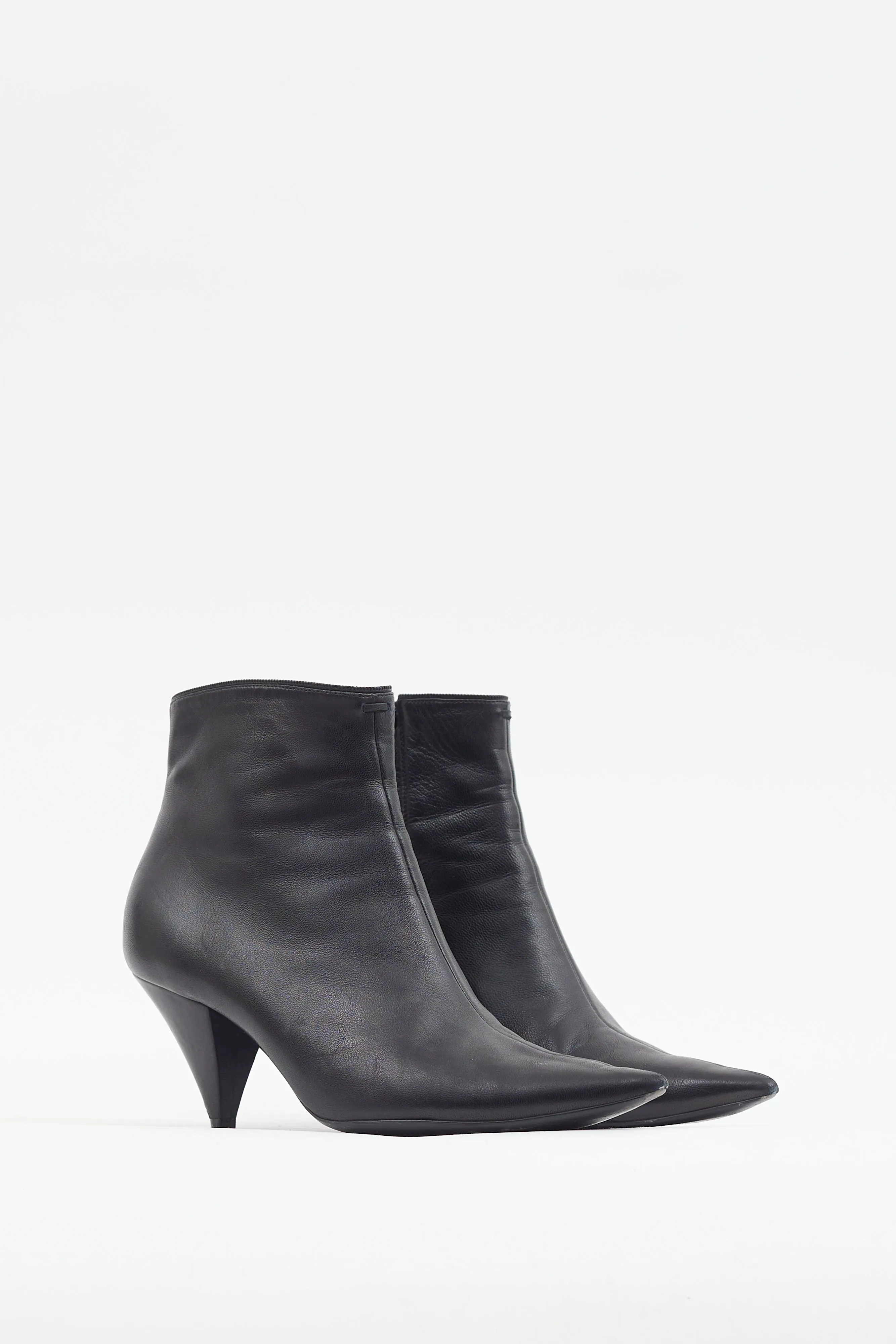 Black Leather Pointed Toe Boot