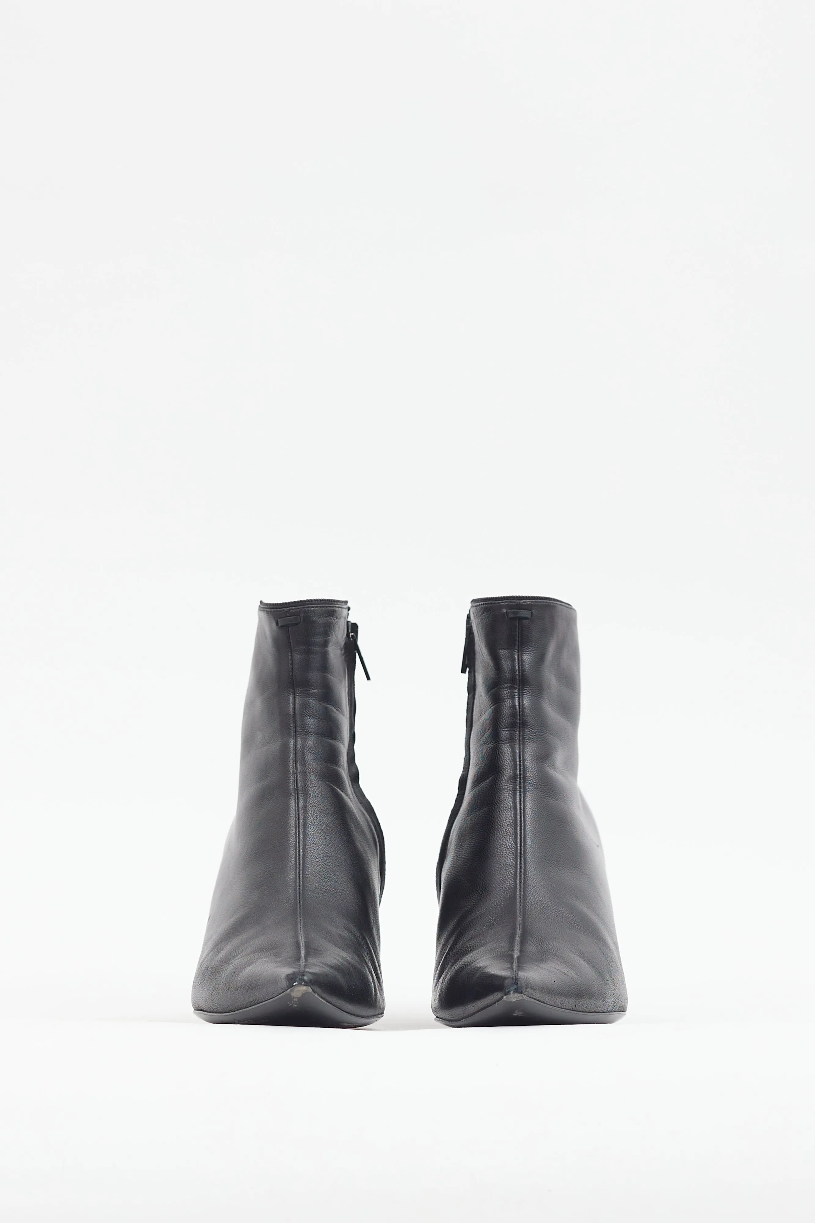 Black Leather Pointed Toe Boot