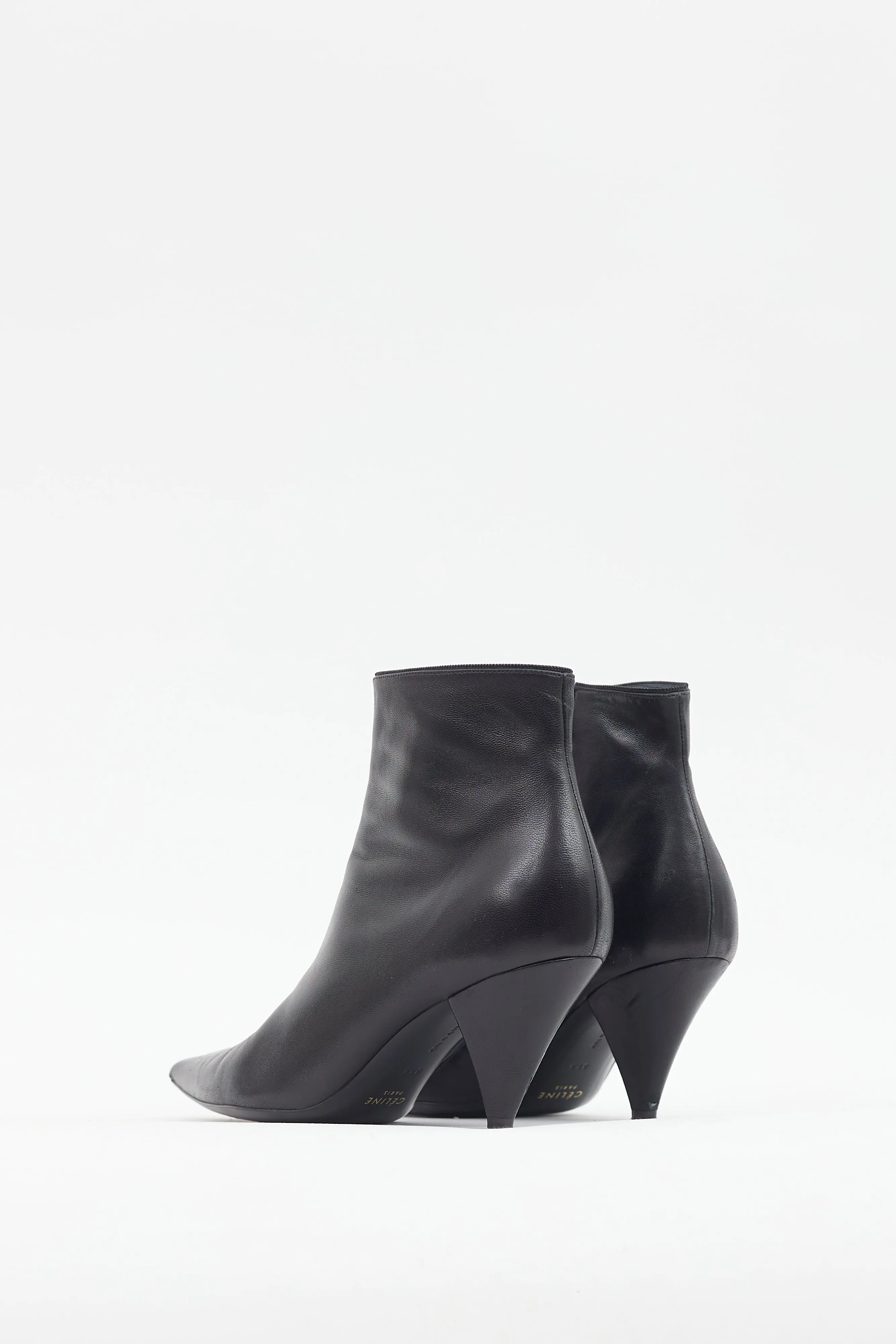 Black Leather Pointed Toe Boot