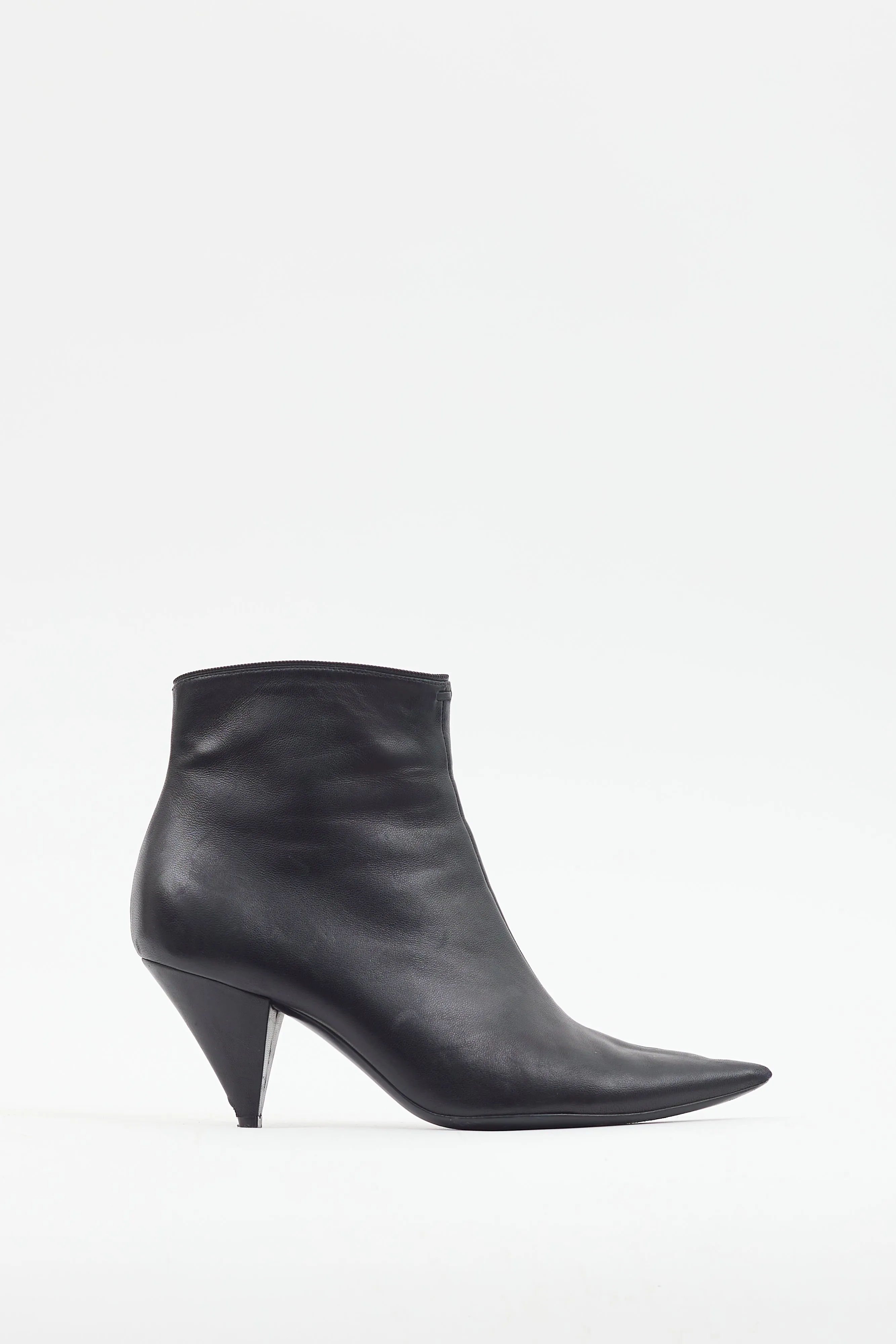 Black Leather Pointed Toe Boot