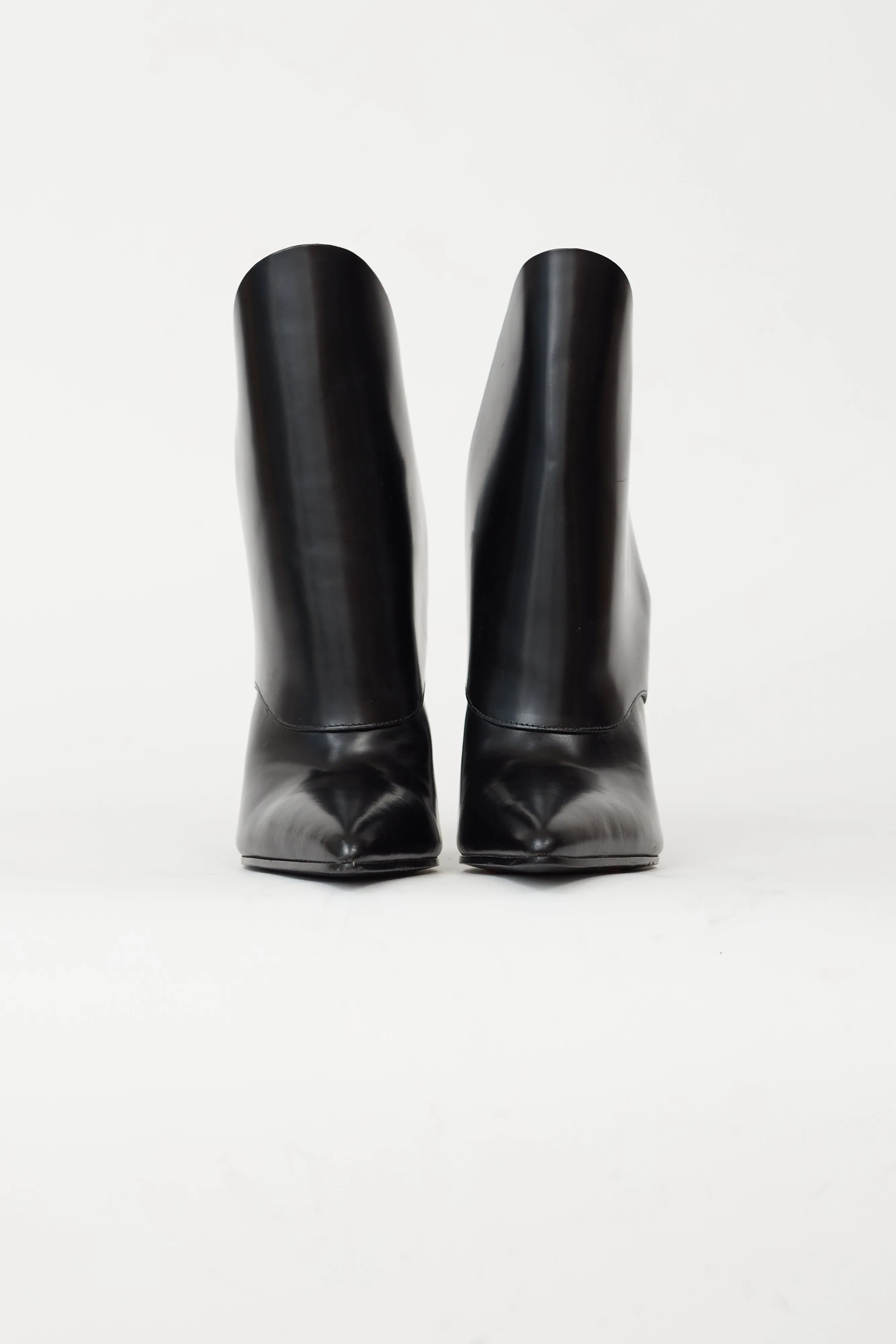 Black Leather Pointed Toe Heel