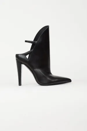 Black Leather Pointed Toe Heel