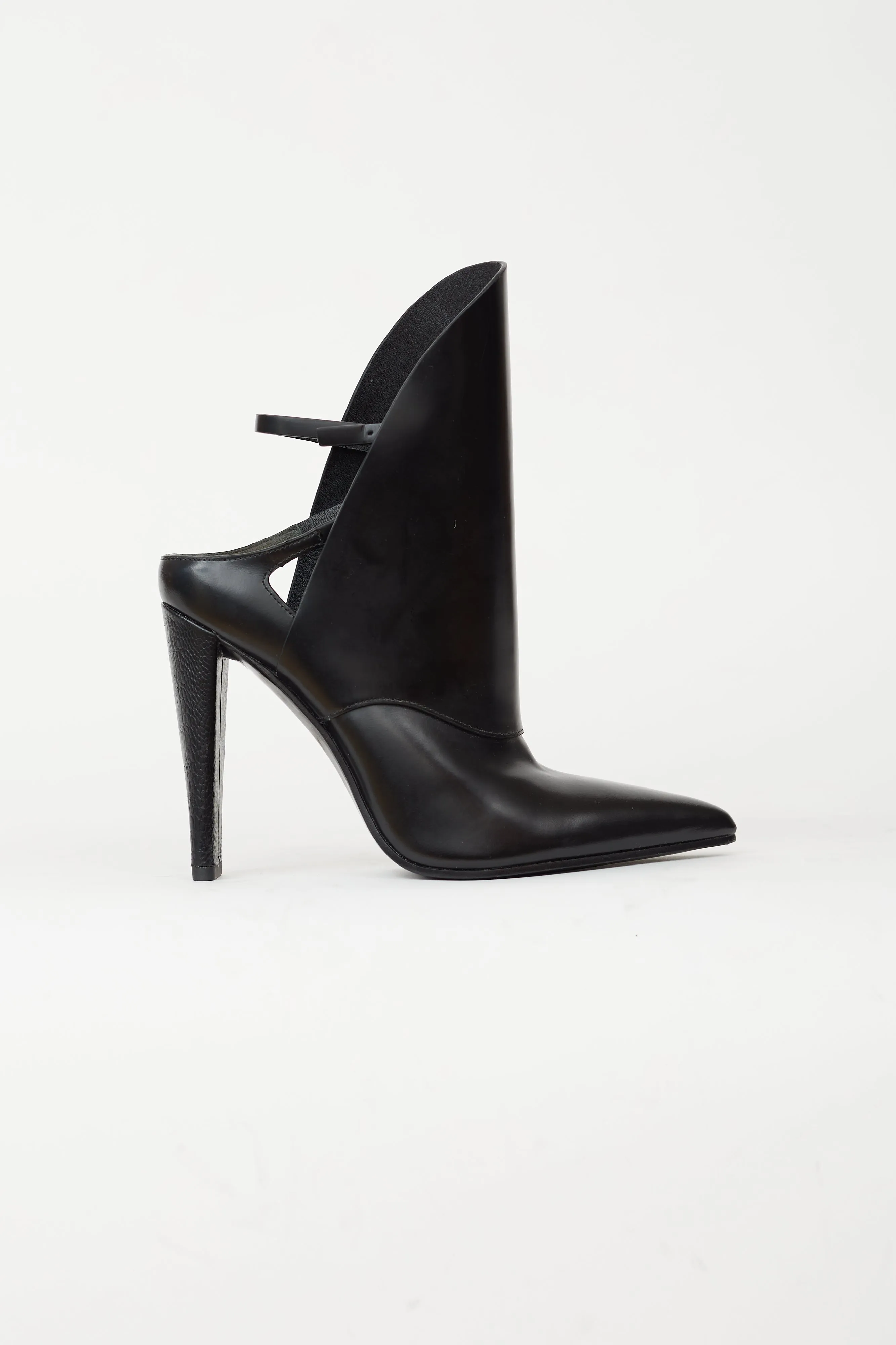 Black Leather Pointed Toe Heel