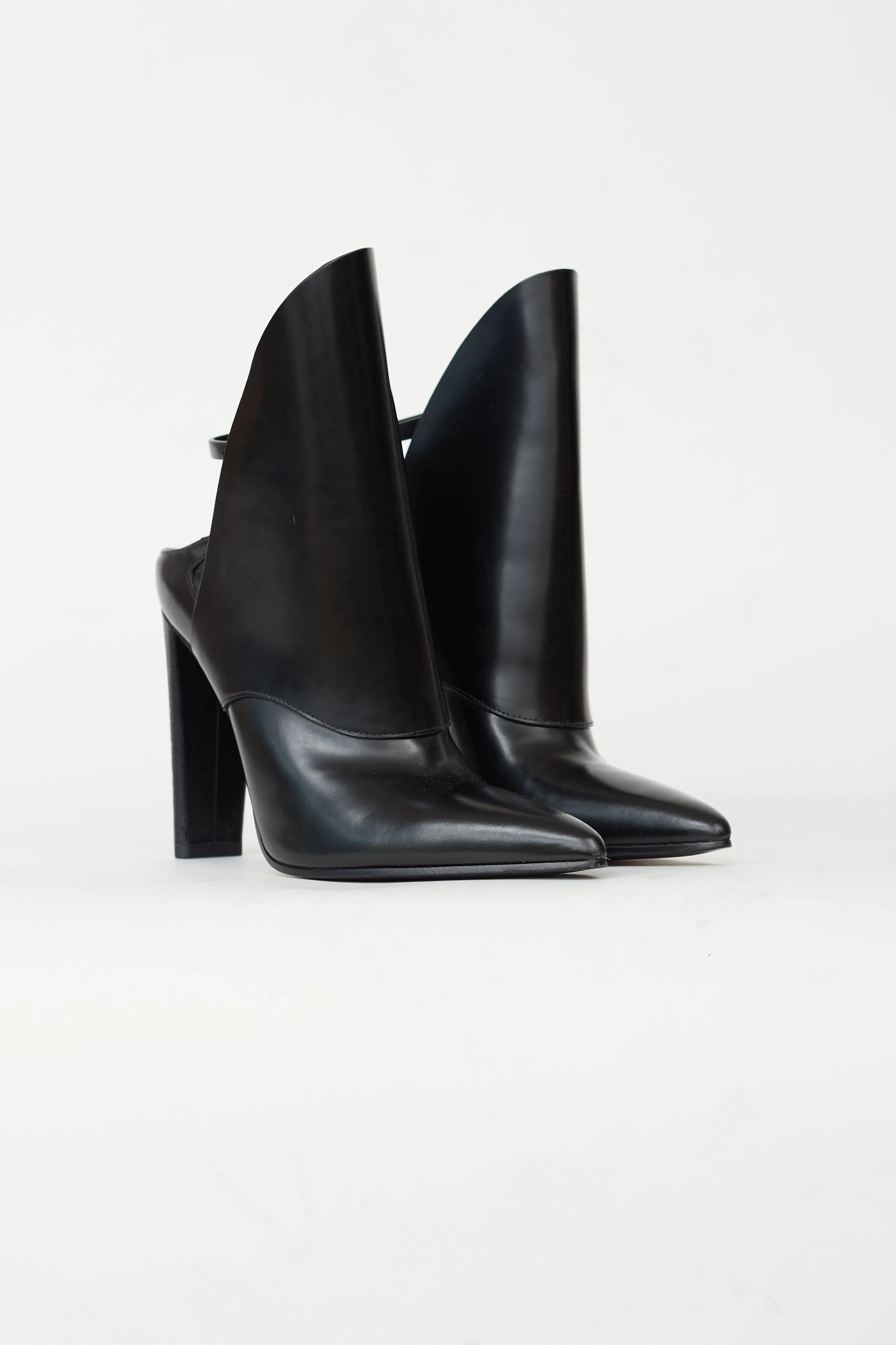 Black Leather Pointed Toe Heel