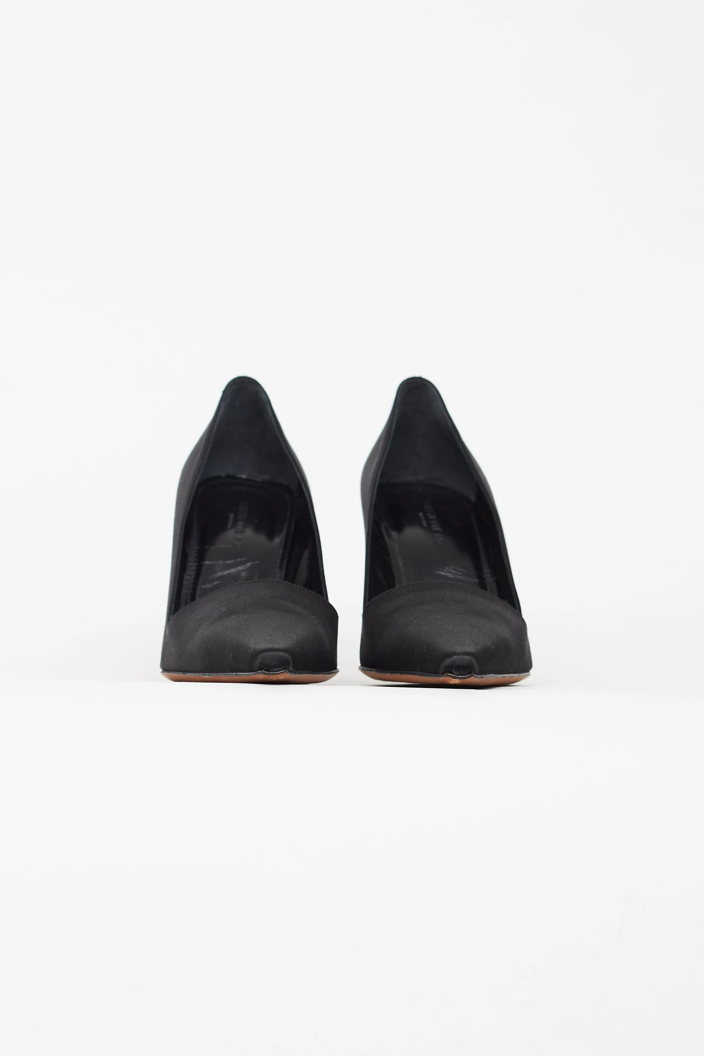 Black Satin Pointed Toe Pump
