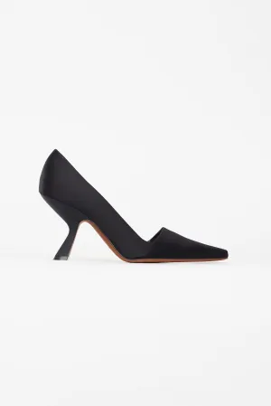 Black Satin Pointed Toe Pump