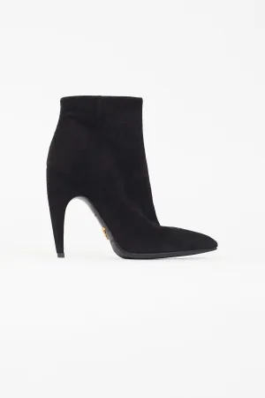 Black Suede Pointed Toe Boot