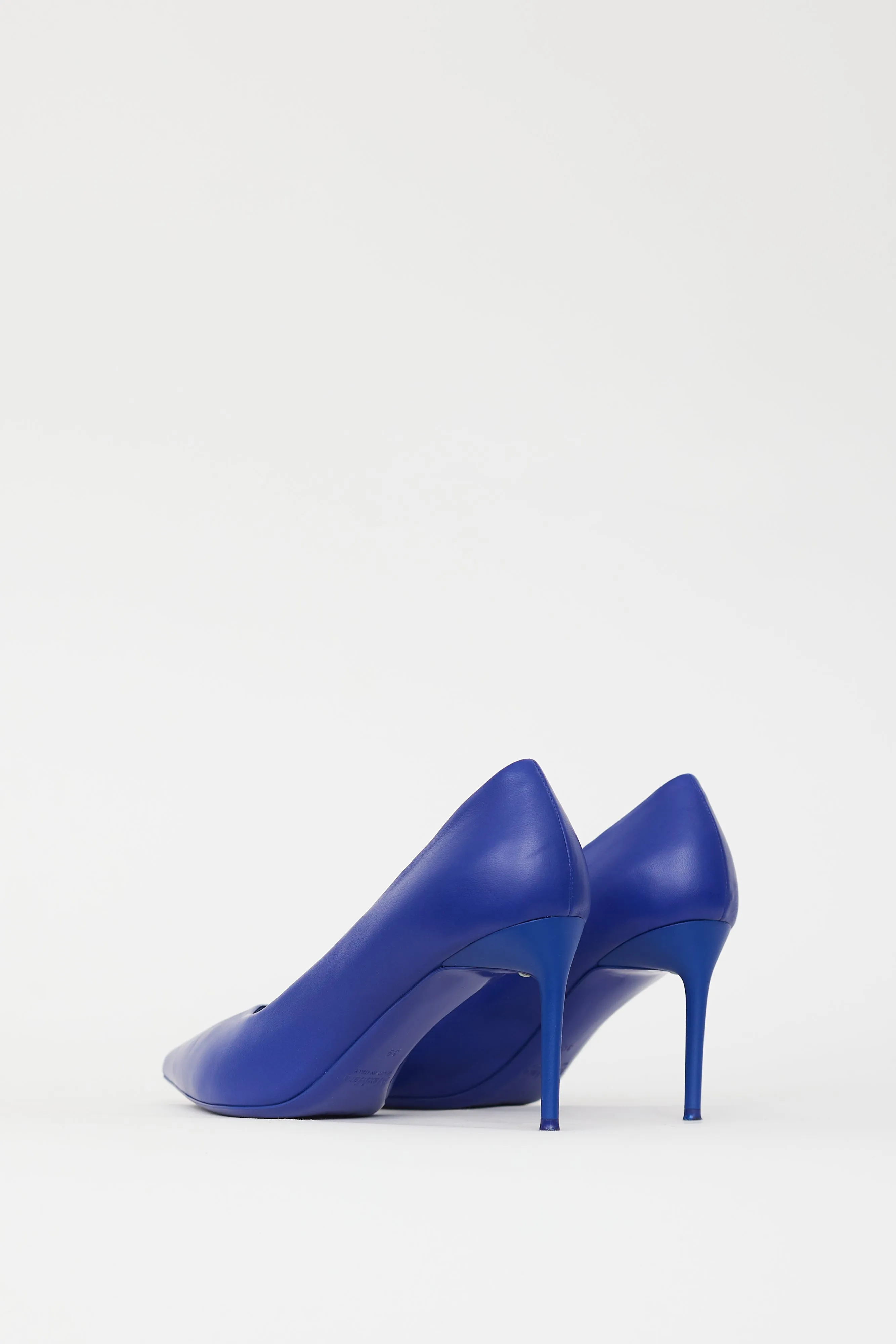Blue Leather Pointed Toe Pump