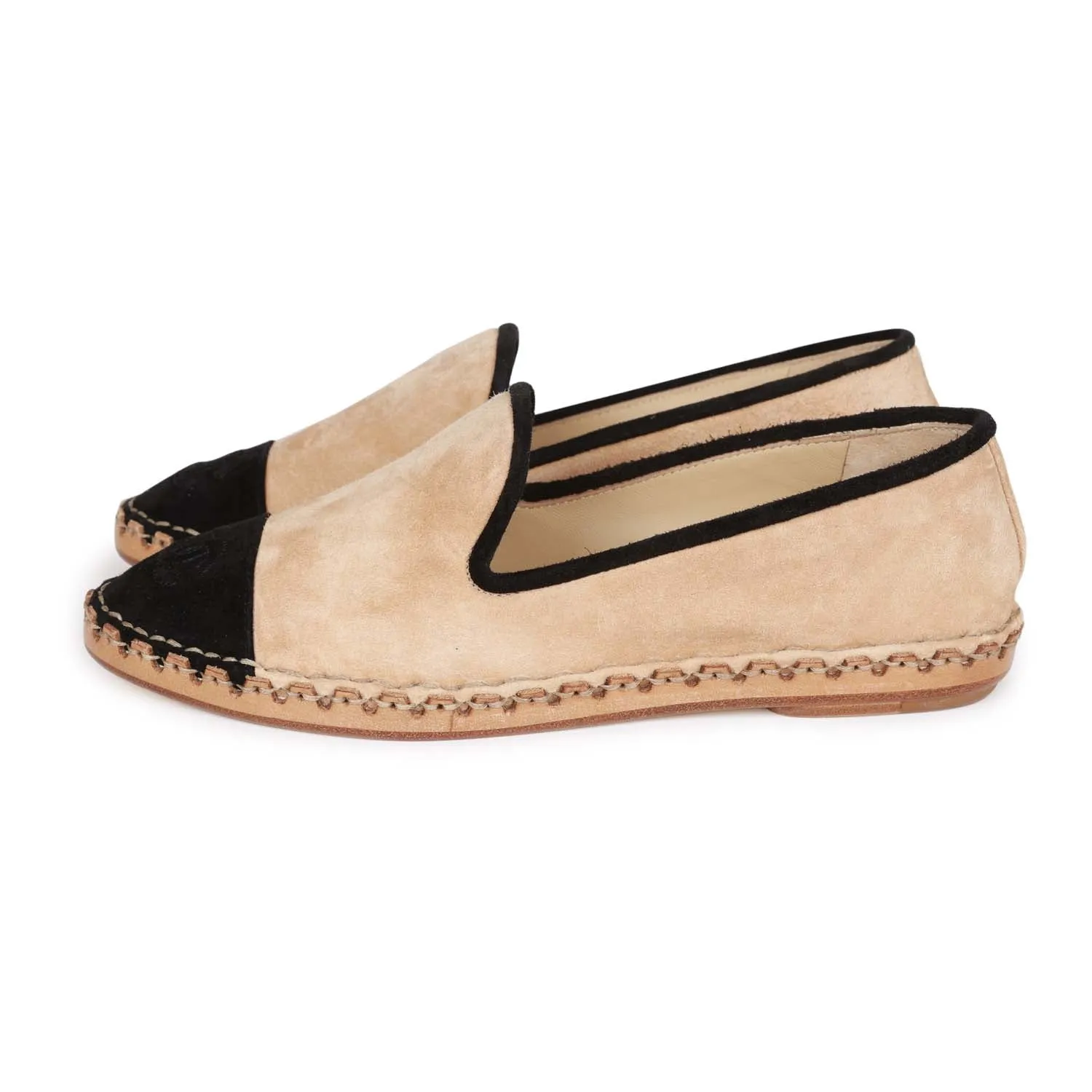 Chanel CC Espadrilles Beige and Black Suede 35