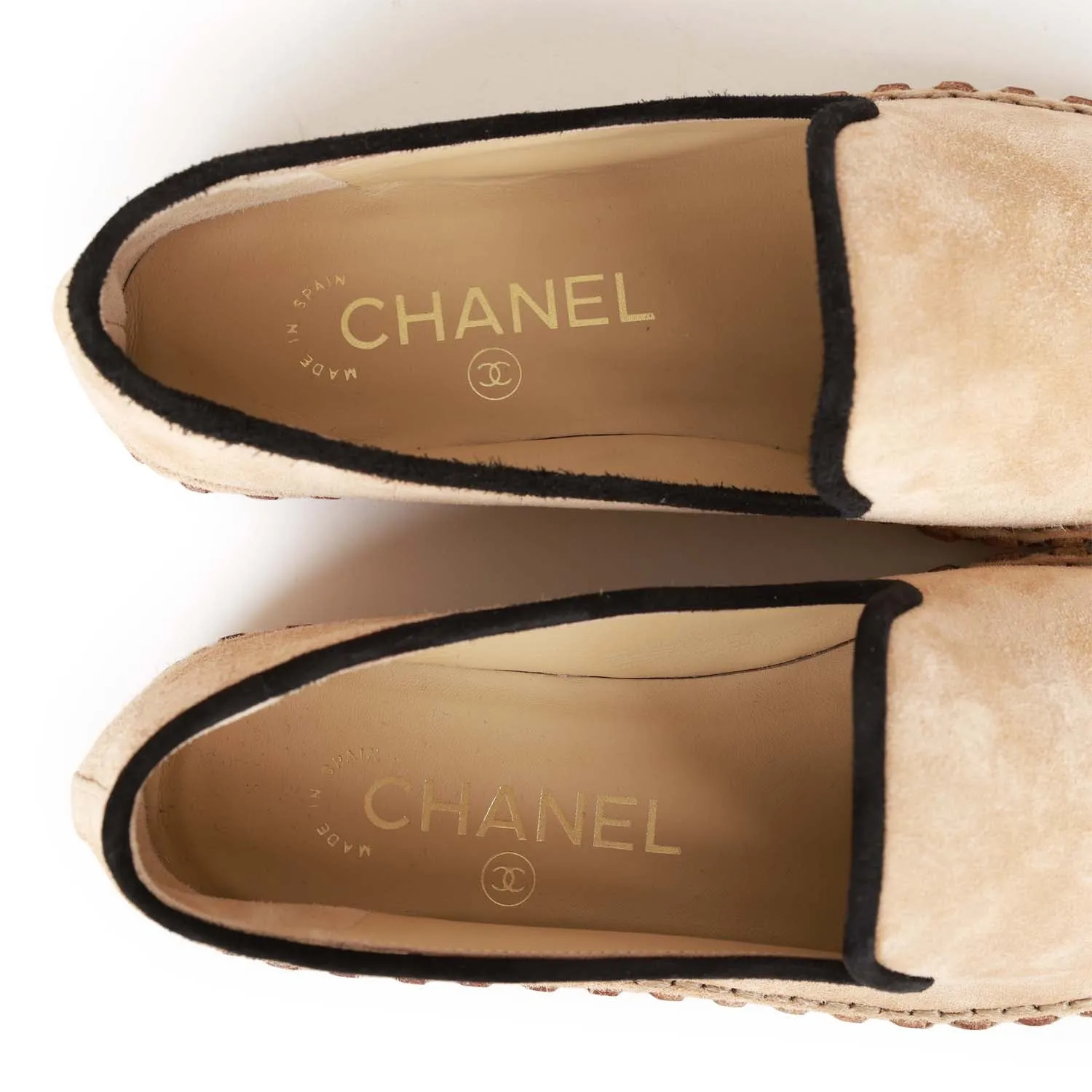 Chanel CC Espadrilles Beige and Black Suede 35