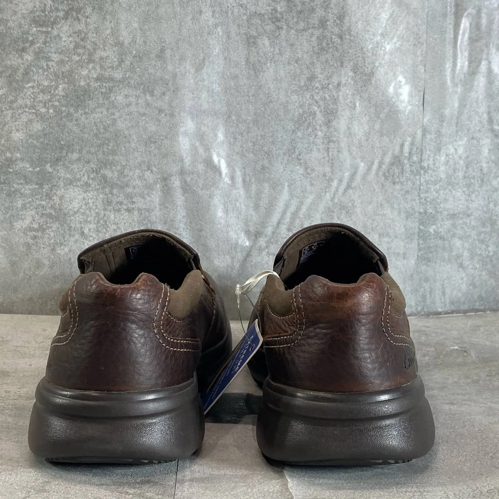 CLARKS Men's Brown Tumbled Extra Comfort Bradley Step Round-Toe Slip-On Loafers SZ 8.5
