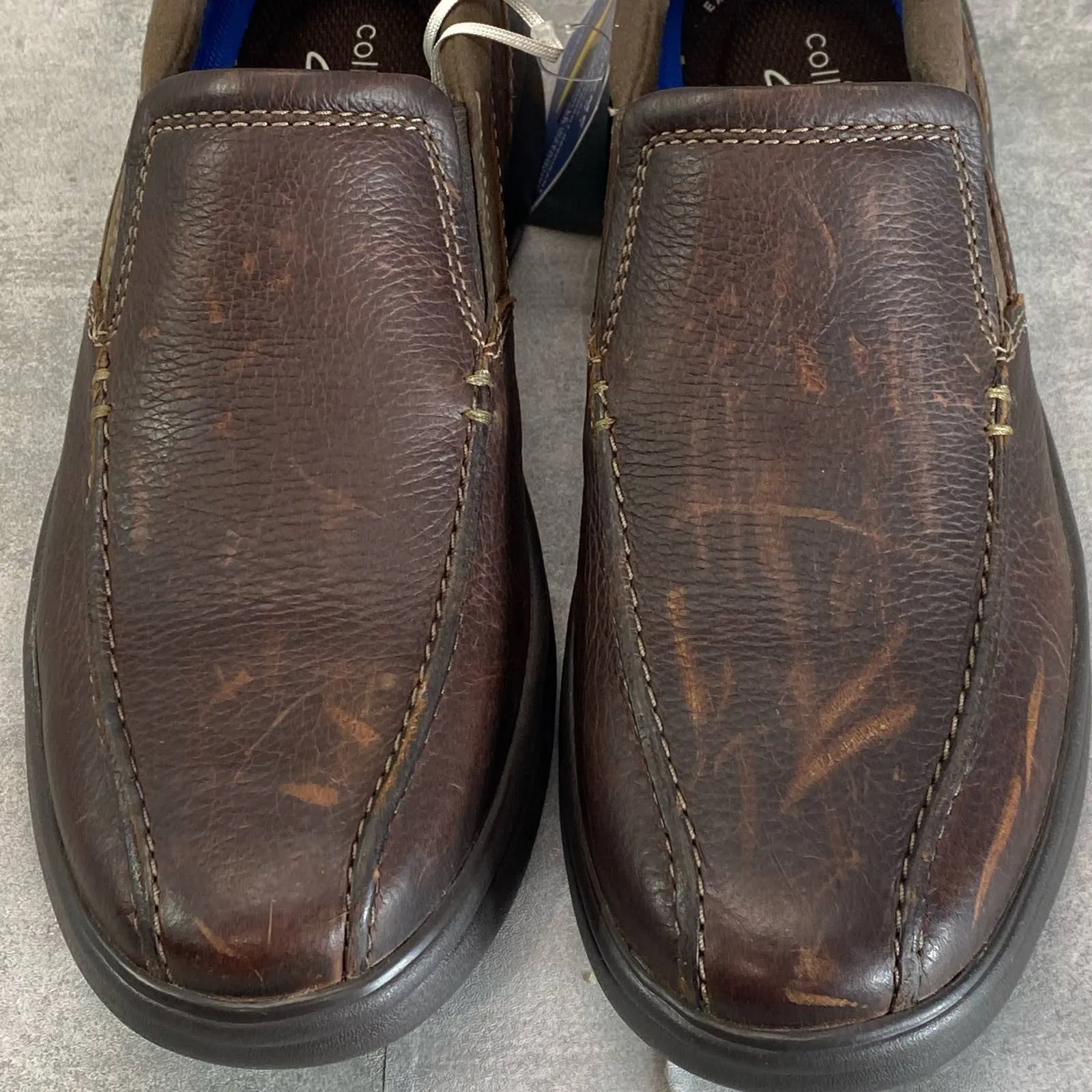 CLARKS Men's Brown Tumbled Extra Comfort Bradley Step Round-Toe Slip-On Loafers SZ 8.5