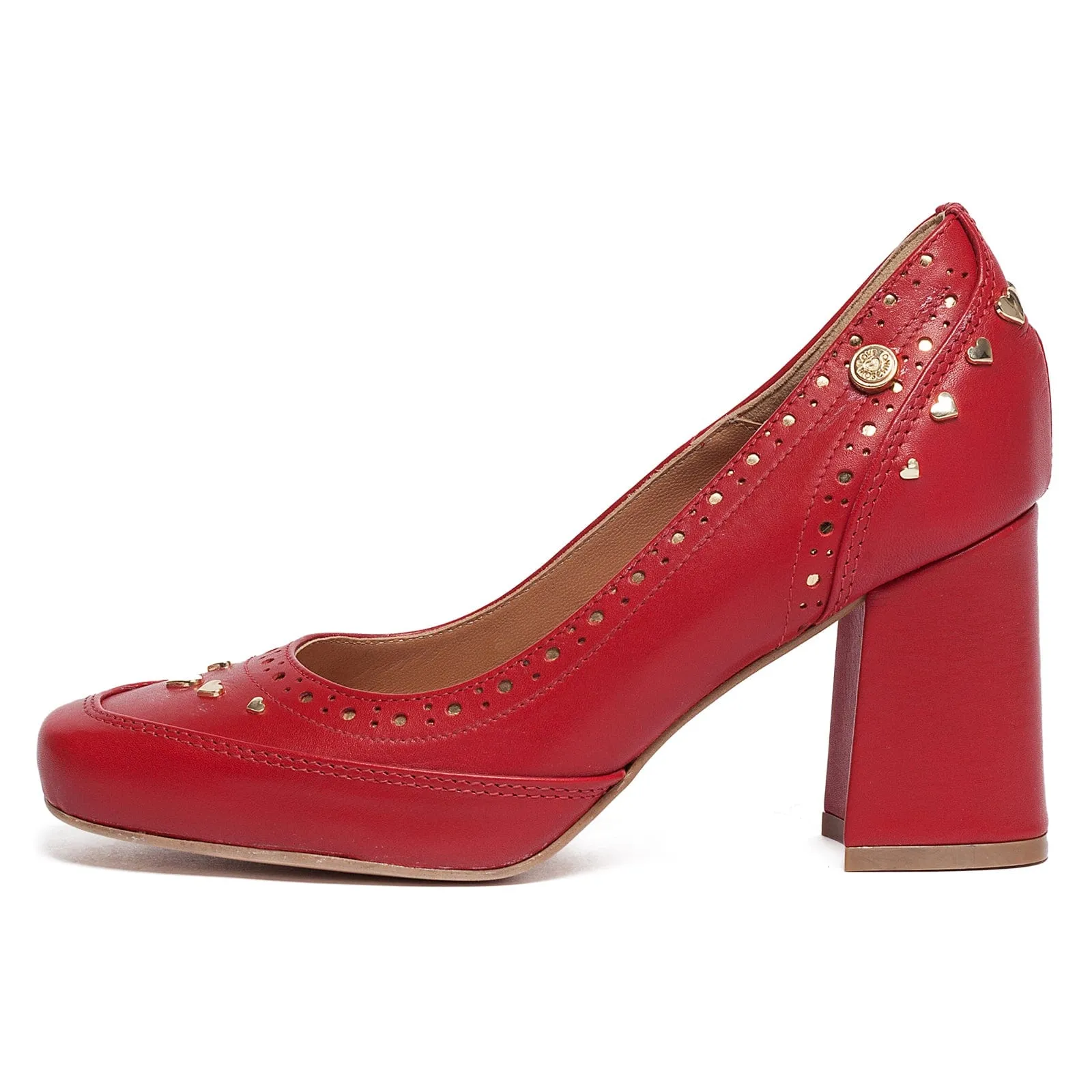 Love Moschino Red Chunky Mid Heel Pump