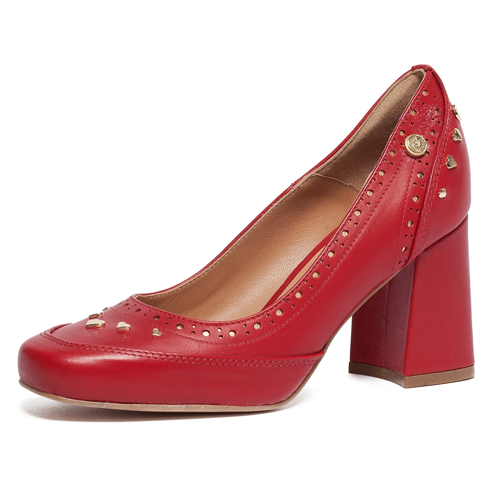 Love Moschino Red Chunky Mid Heel Pump