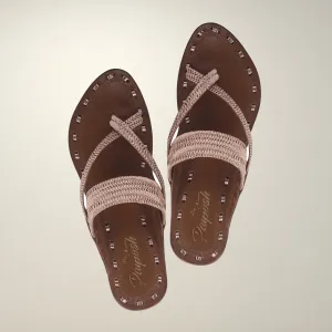 Rose Gold Gandhi Kolhapuri Flats for Women | Hand Crafted | Everyday Wear | Comfortable