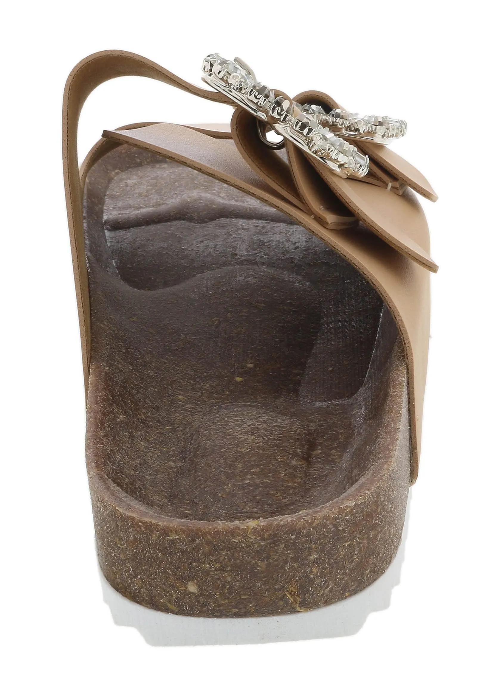 Ventutto Beige Crystal Embellished Comfort Sandals-