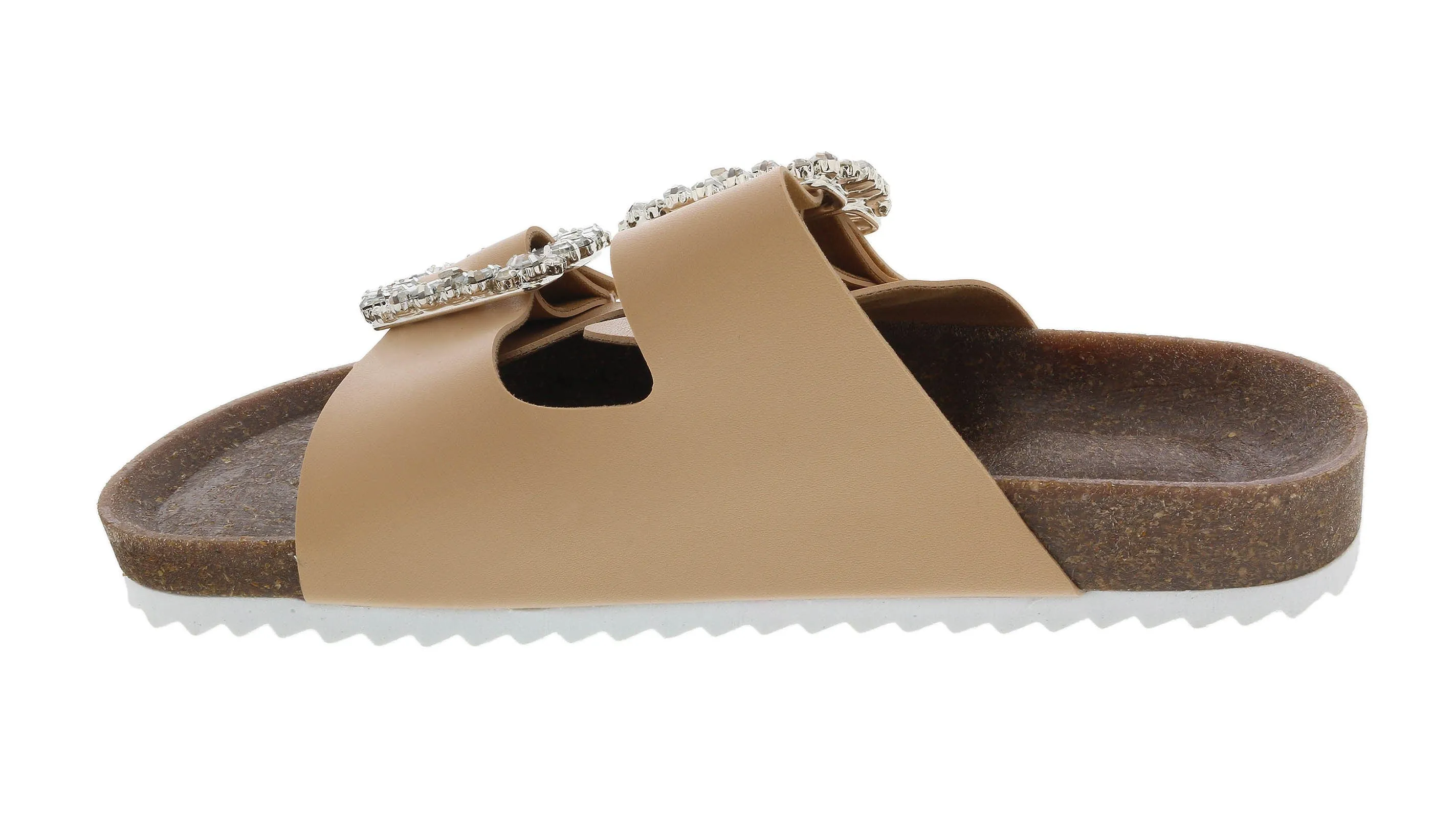 Ventutto Beige Crystal Embellished Comfort Sandals-